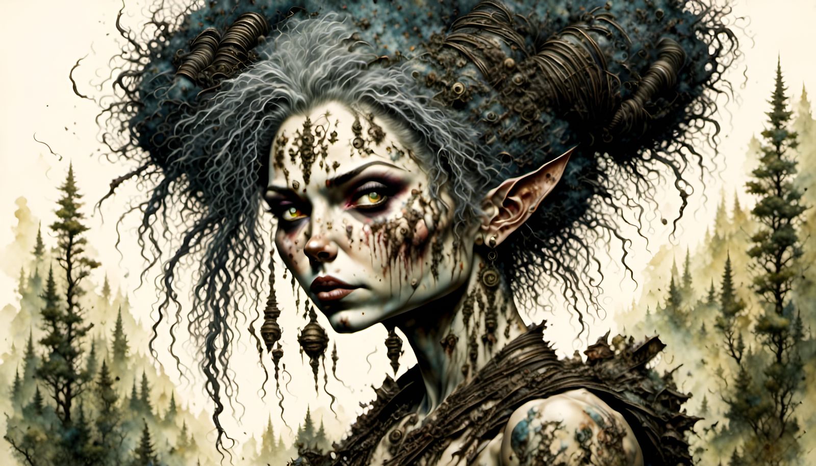 Detailed Troll Portrait in Dark Fantasy Style