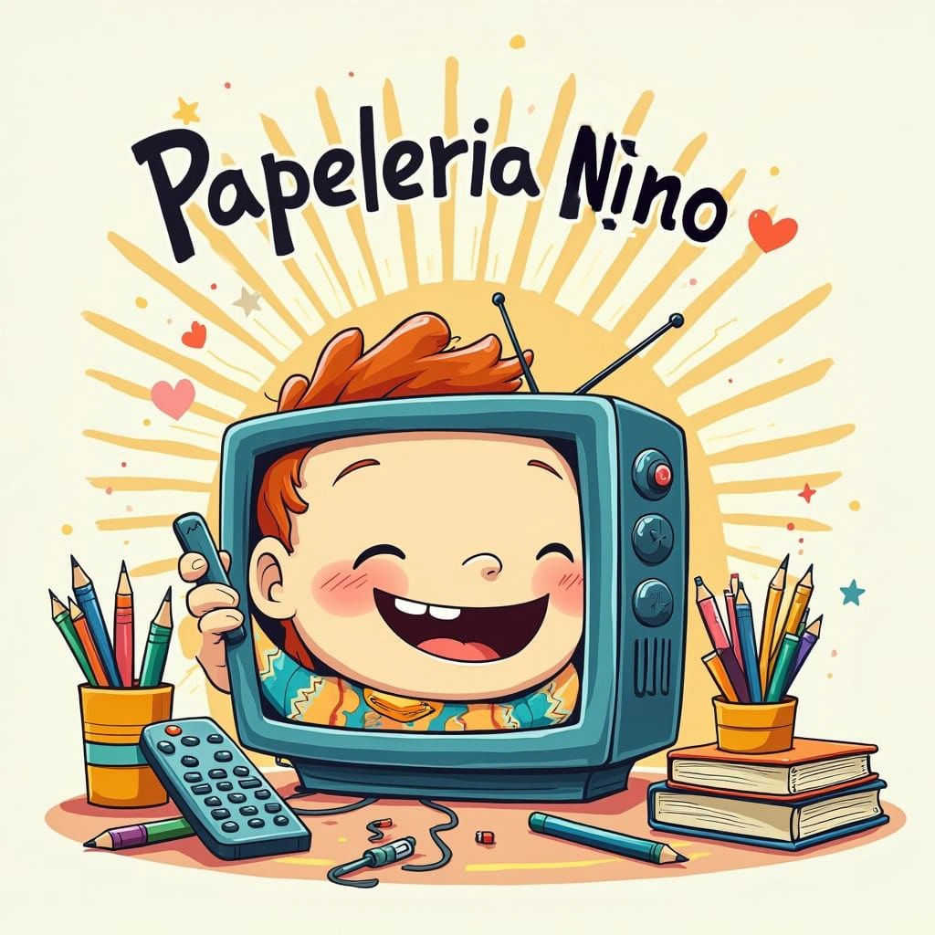 Colorful Logo for Papelería Niño: Whimsical Illustration of ...