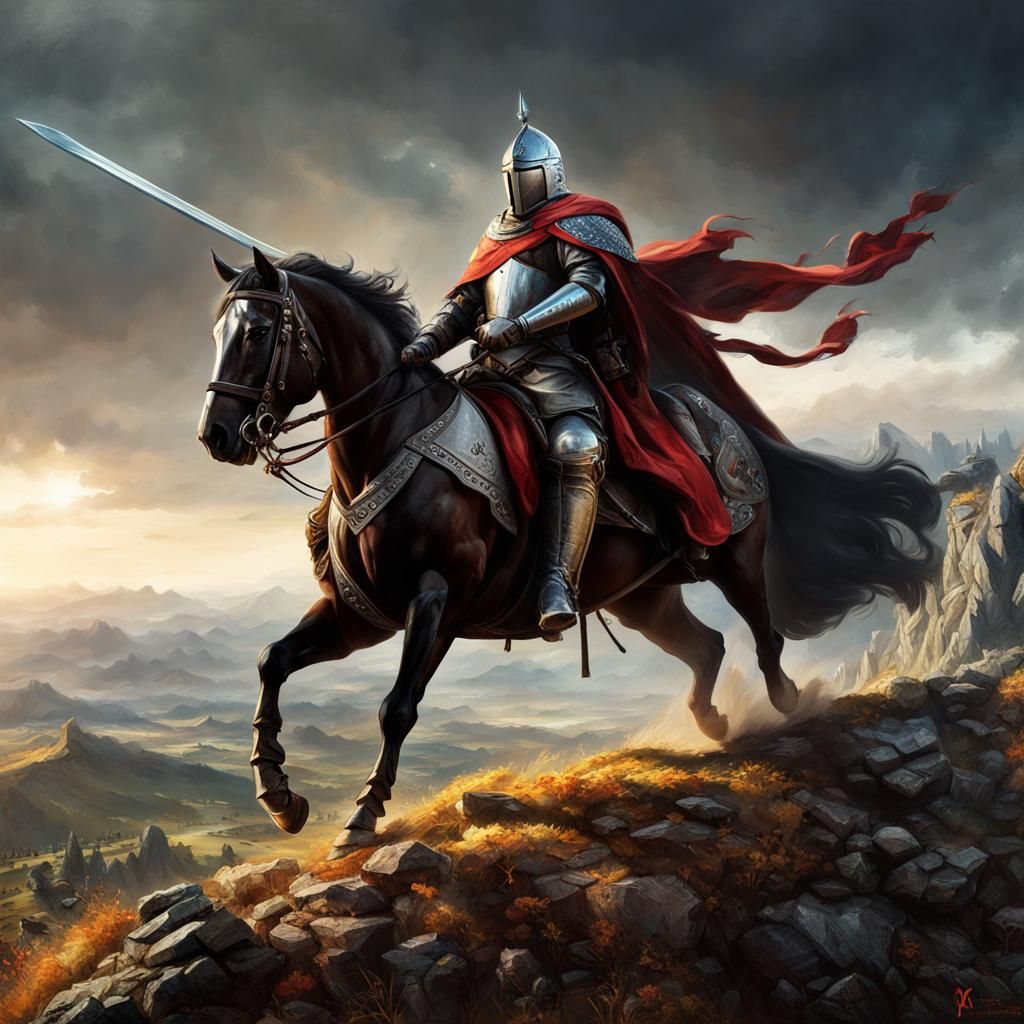 Crusader Knights on Horseback in Epic Battle