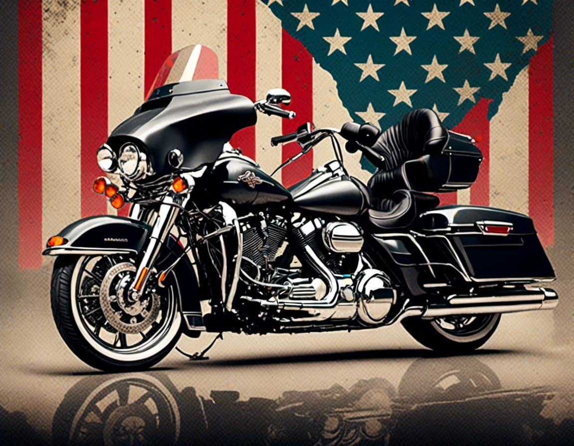 Retro Rockabilly Harley Davidson Road Glide Banner