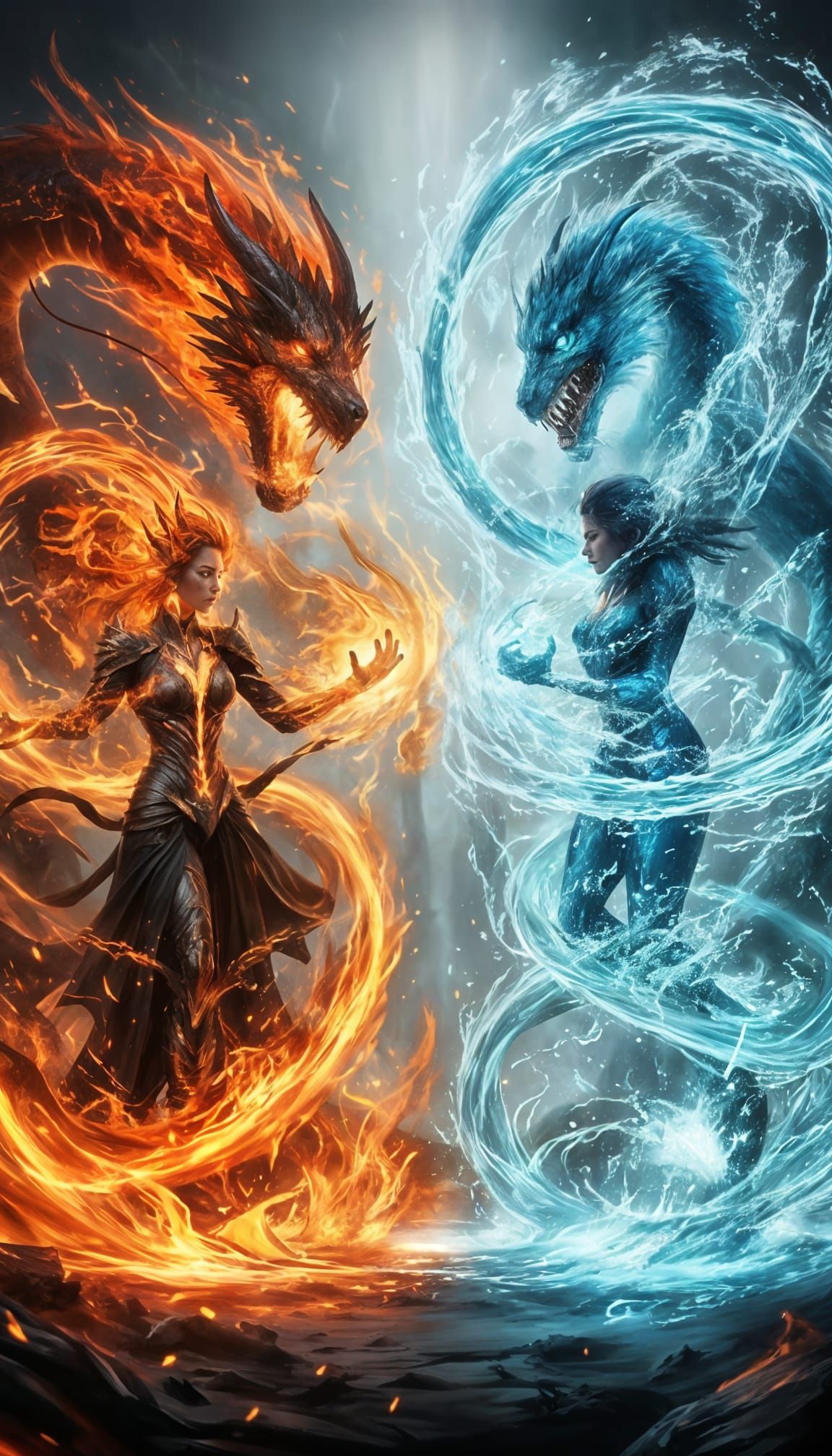 Fire vs Water Elemental Epic Spell Battle