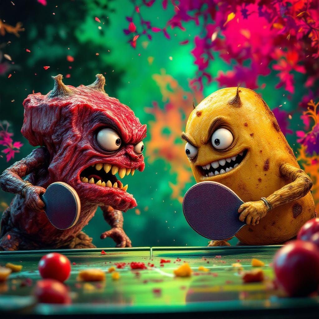 Ribeye Steak vs Baked Potato Ping Pong Match