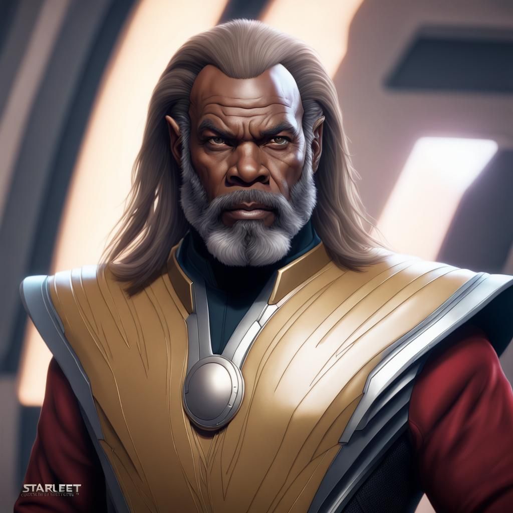 Worf as Thor in Starfleet Uniform: Digital Portrait