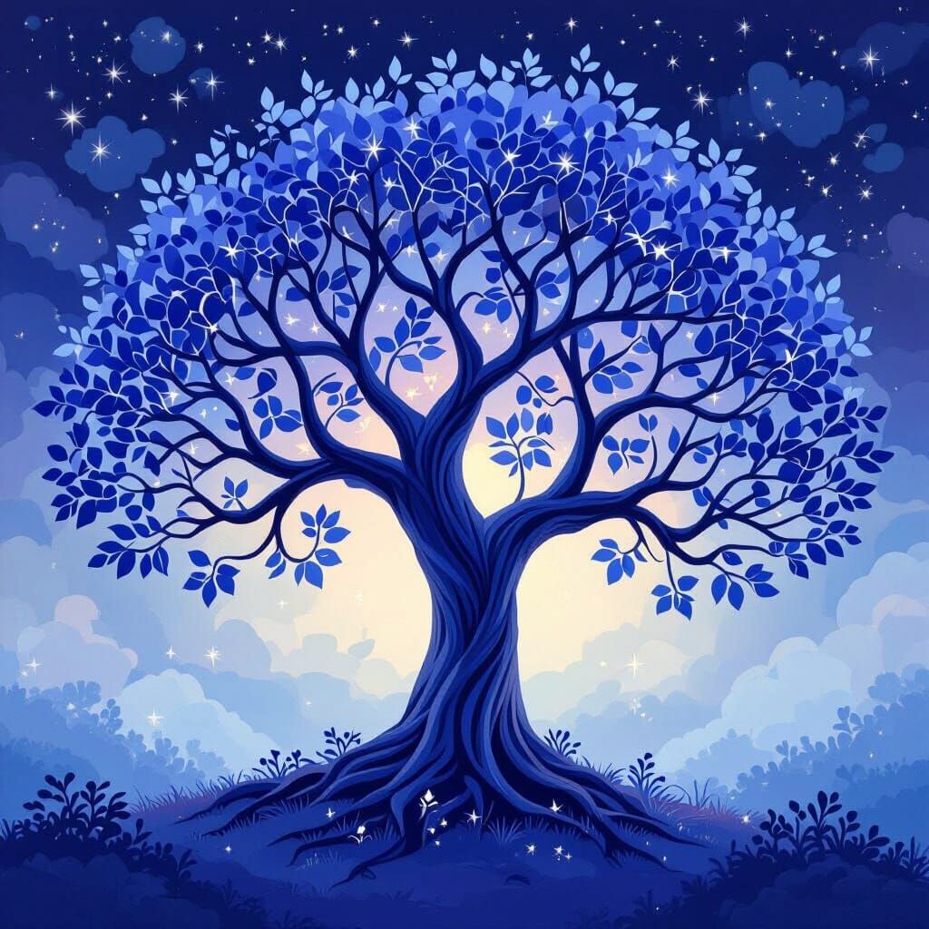 Tree of Life in Violet and Blue Hues