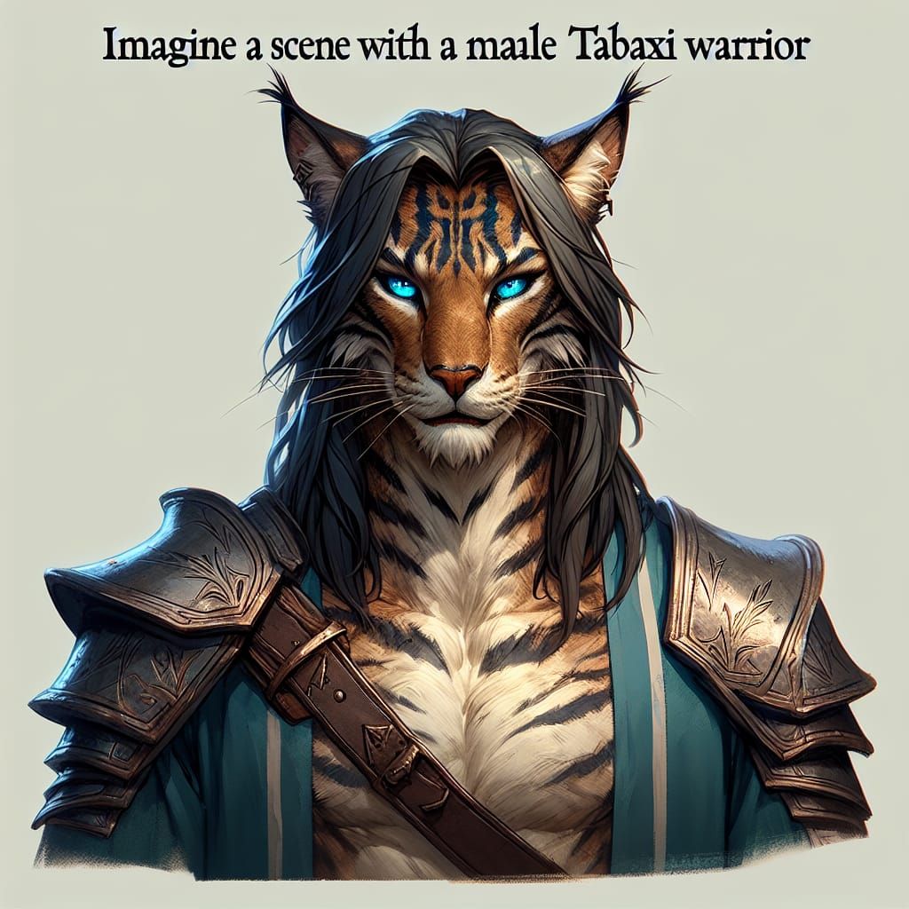 Tabaxi Cat Warrior with Vibrant Blue Eyes