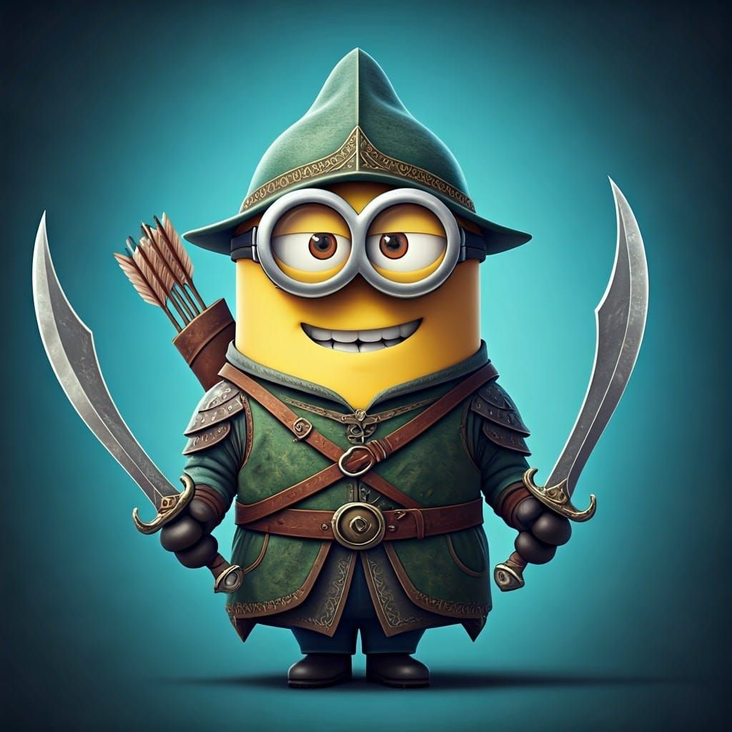 Minion as Elven Ranger in Pixar-style 3D Art