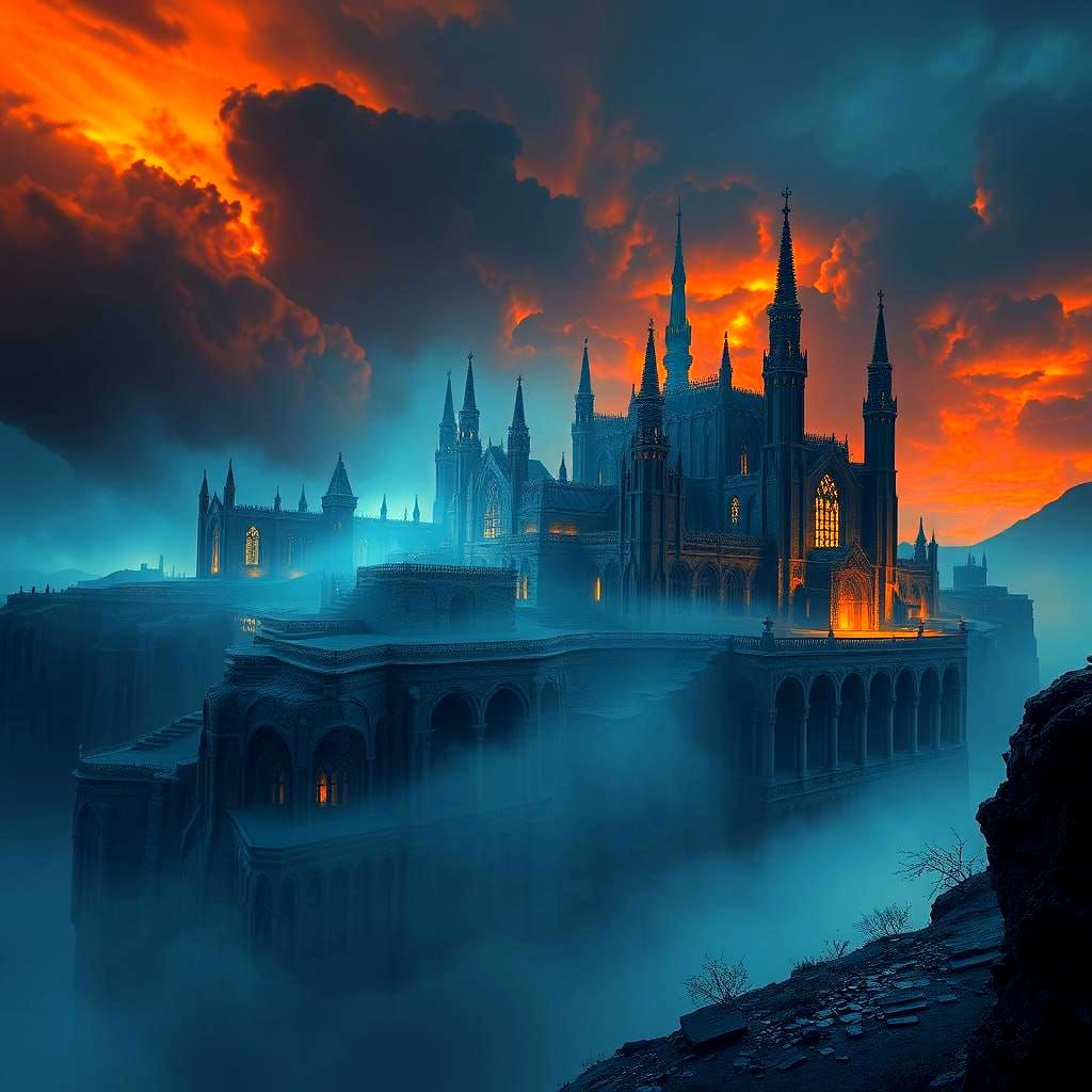 Detailed Necropolis Matte Painting in Deep Color