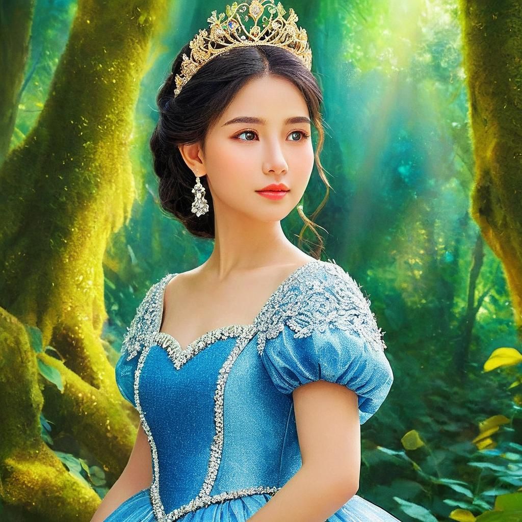 Vibrant Fairy Tale Princess in a Disney-Inspired Oil Paintin...