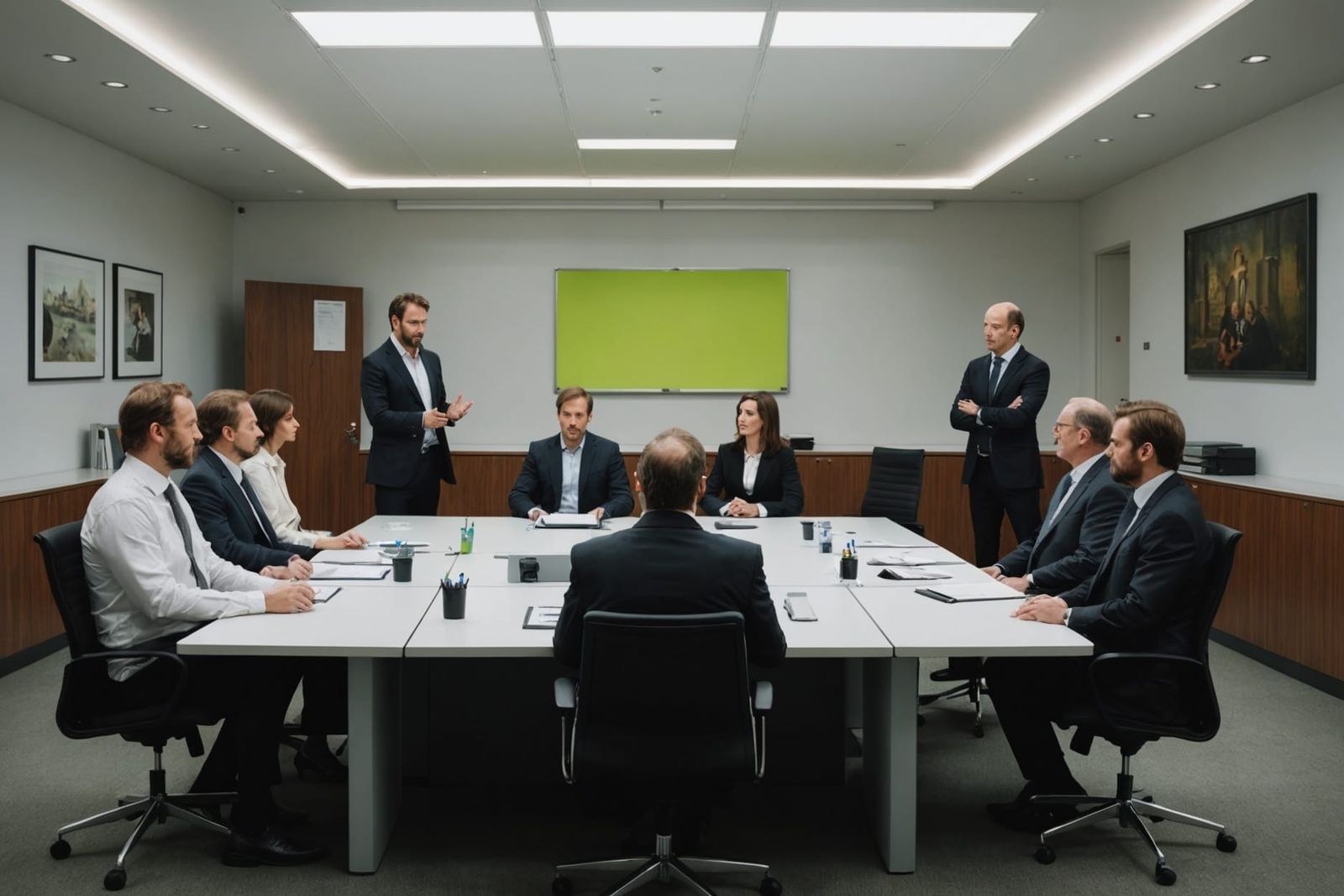 Renaissance Style Office Meeting Scene