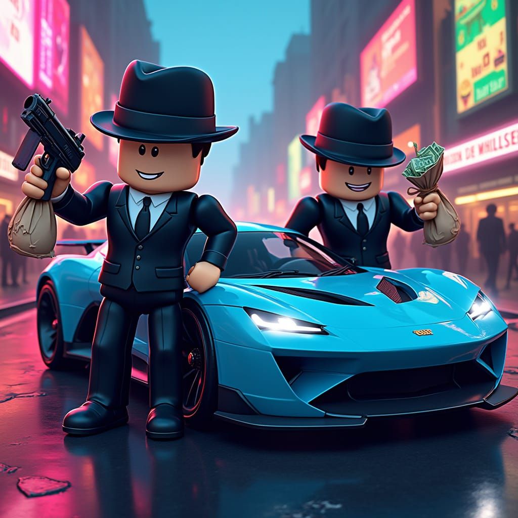 Roblox-Style Peaky Blinders Gangsters Rob a Futuristic Bank