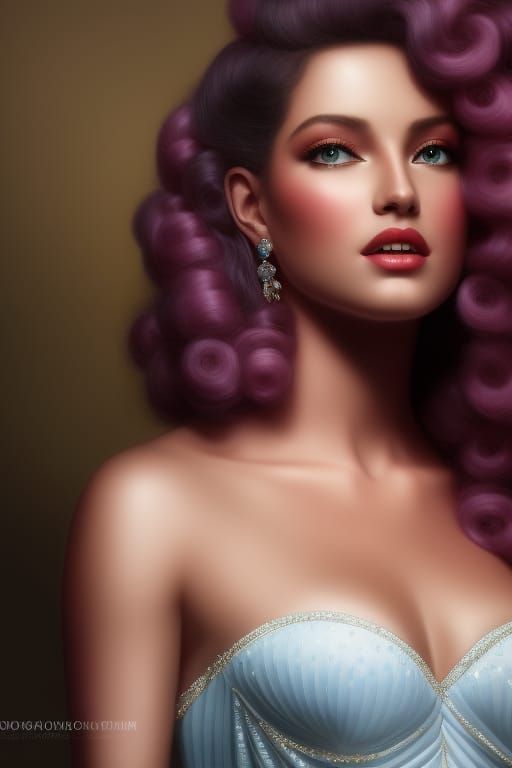 Cotton Candy Queen with Flowing Cloud Hair in 3D