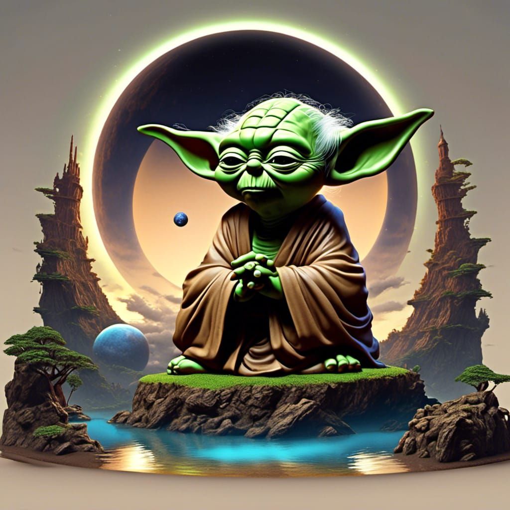 Yoda Meditating and Levitating a Moebius Strip
