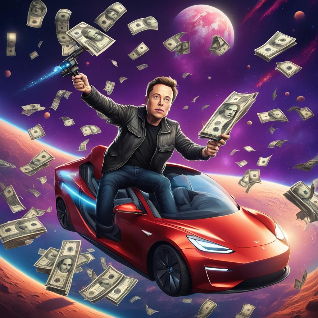 Elon Musk Cartoon: Rich Ride on SpaceX Rocket