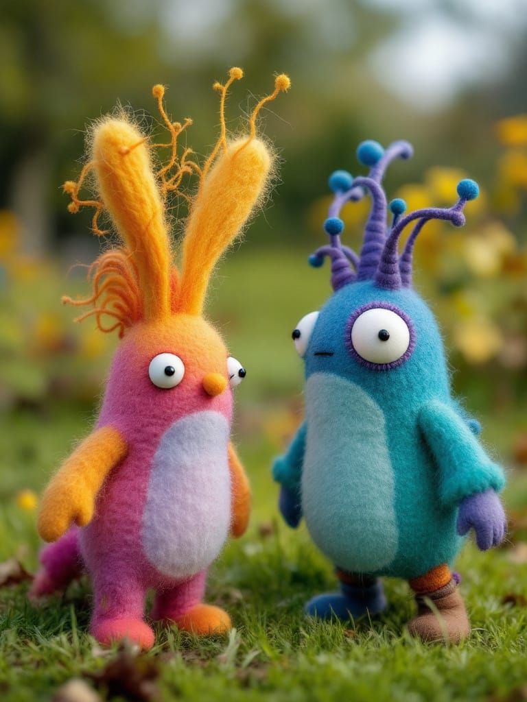 Superfluid Helium Felted Goodness, Spock-Hair & Football