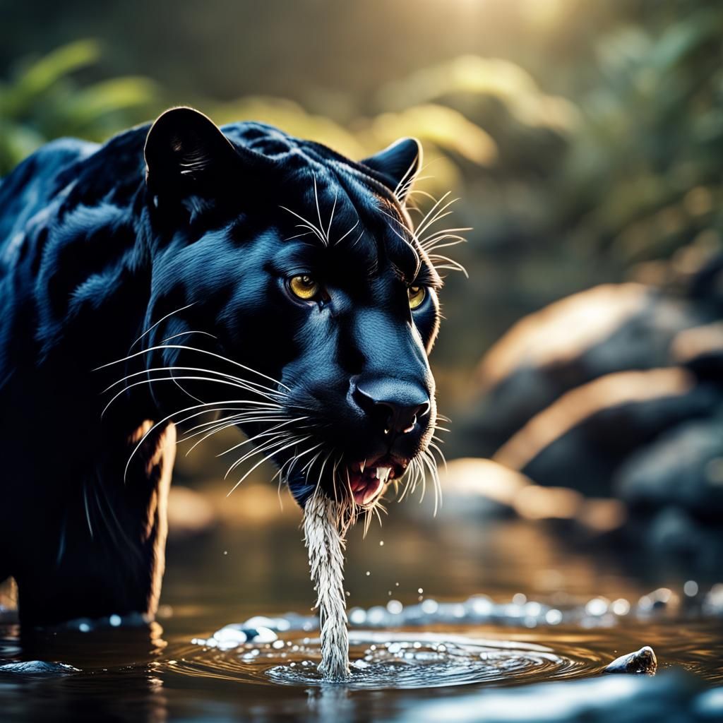 Black Panther Portrait in Detailed Matte Painting Style