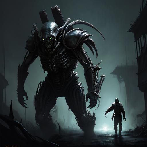 Alien vs Predator in Horror Style