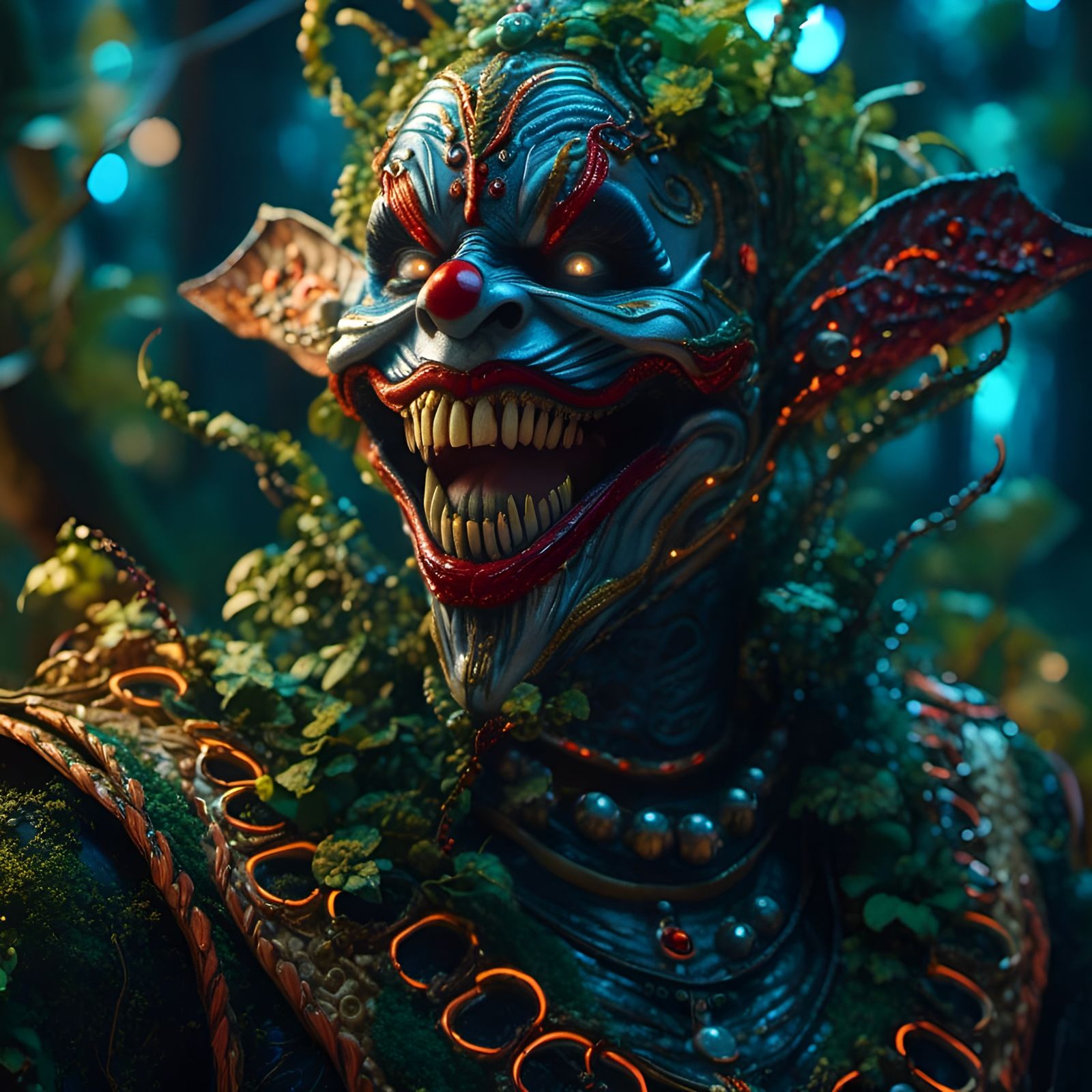Serpent Clown Portrait in Neon Mangroves