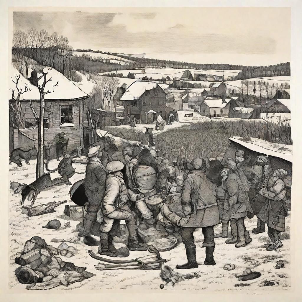 Winter Scene Inspired by Bruegel and Warhol