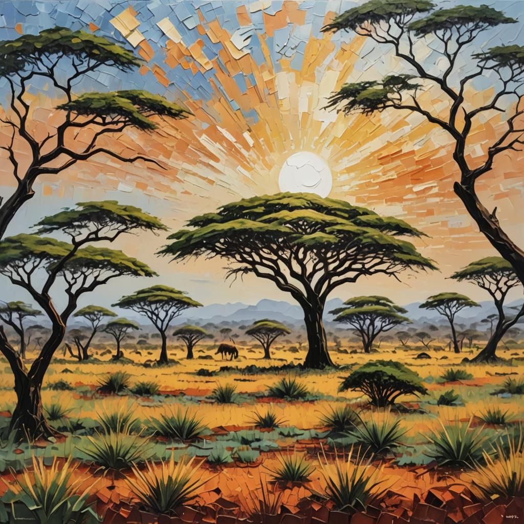 African Savannah as Impasto Painting