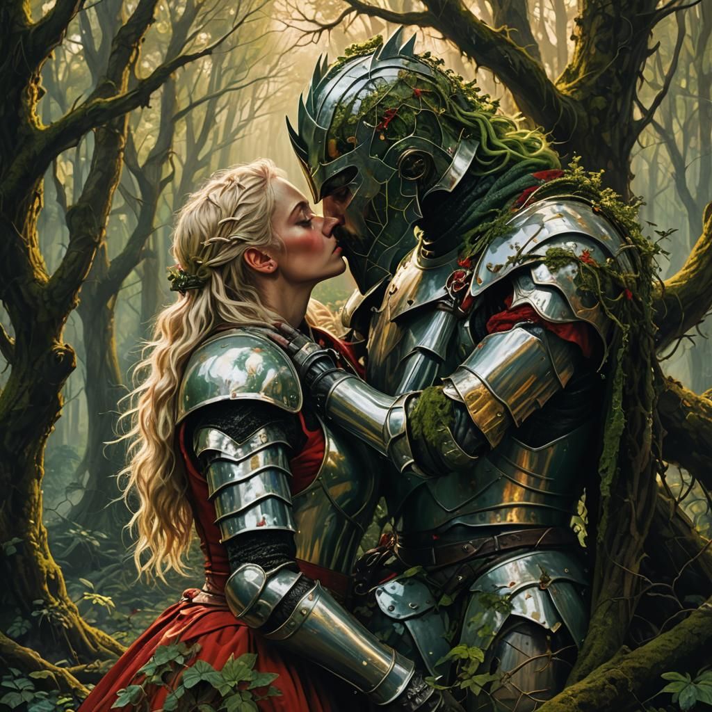 Knights' Kiss in Dystopian Surrealism
