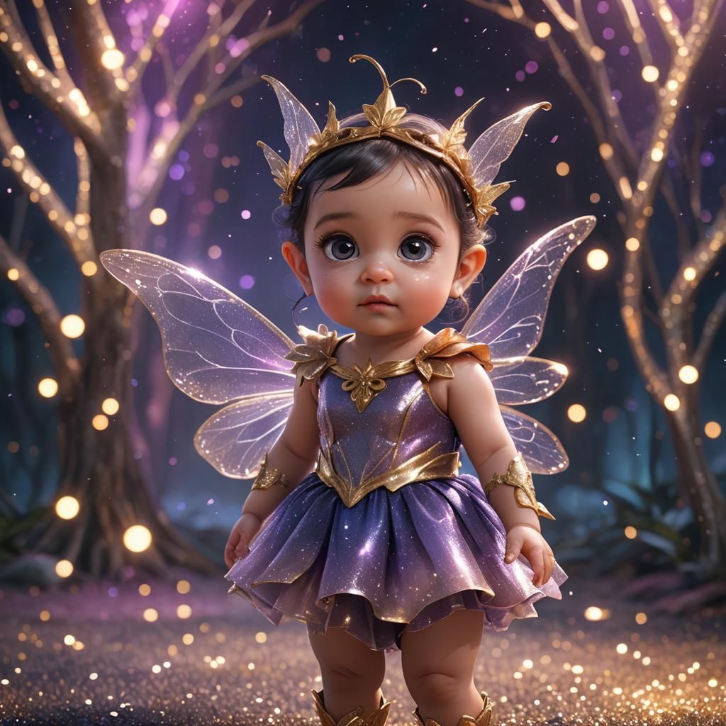 Cute Fairy Baby Girl in Sparkling Magical World