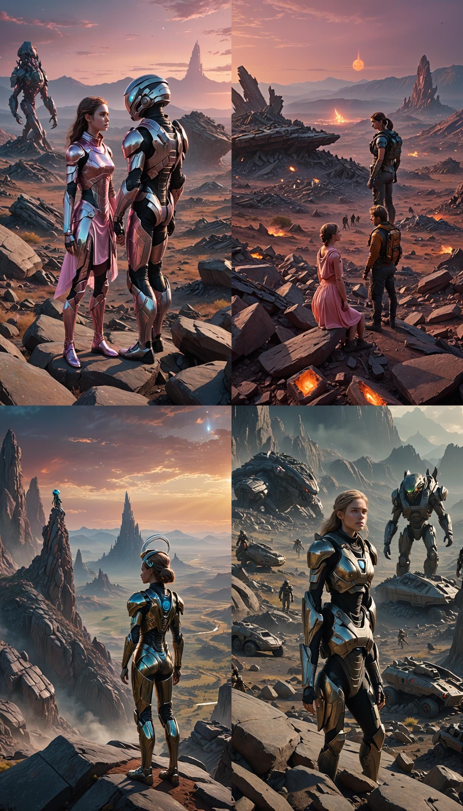 Victory Scene with Soldiers and Alien Princess
