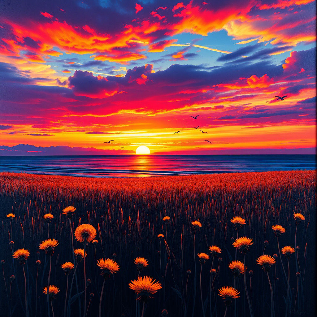 Countryside Sunset Portrait in Polychromatic Hues