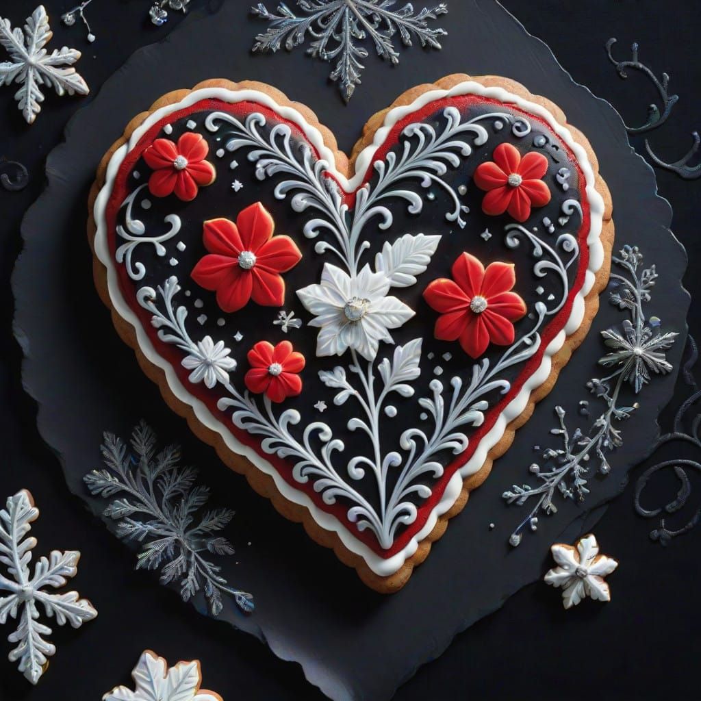 Velvet Gingerbread Heart in Baroque Style