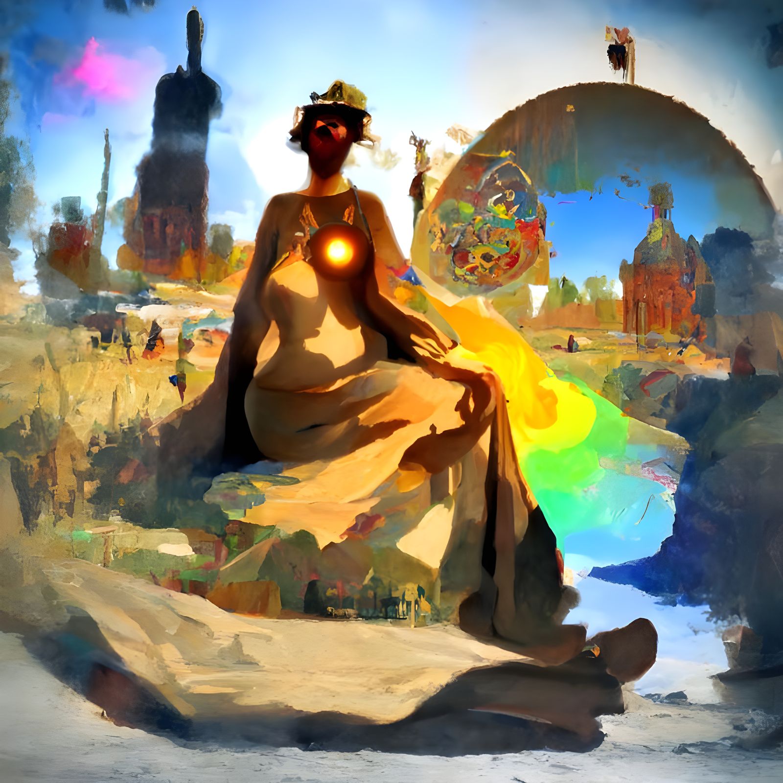 Radiant Sun Goddess in Diverse Art Styles