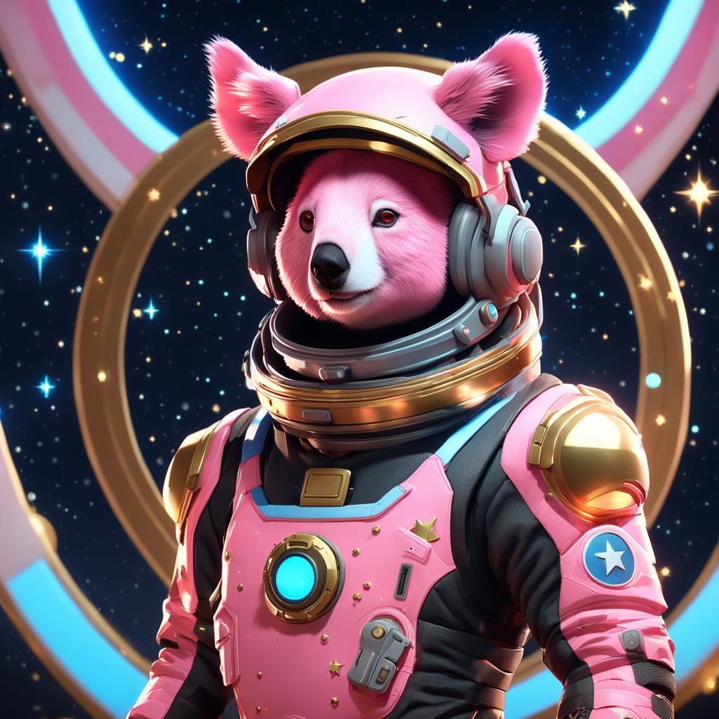 Astronaut Koala Among the Stars: 3D Anime Art