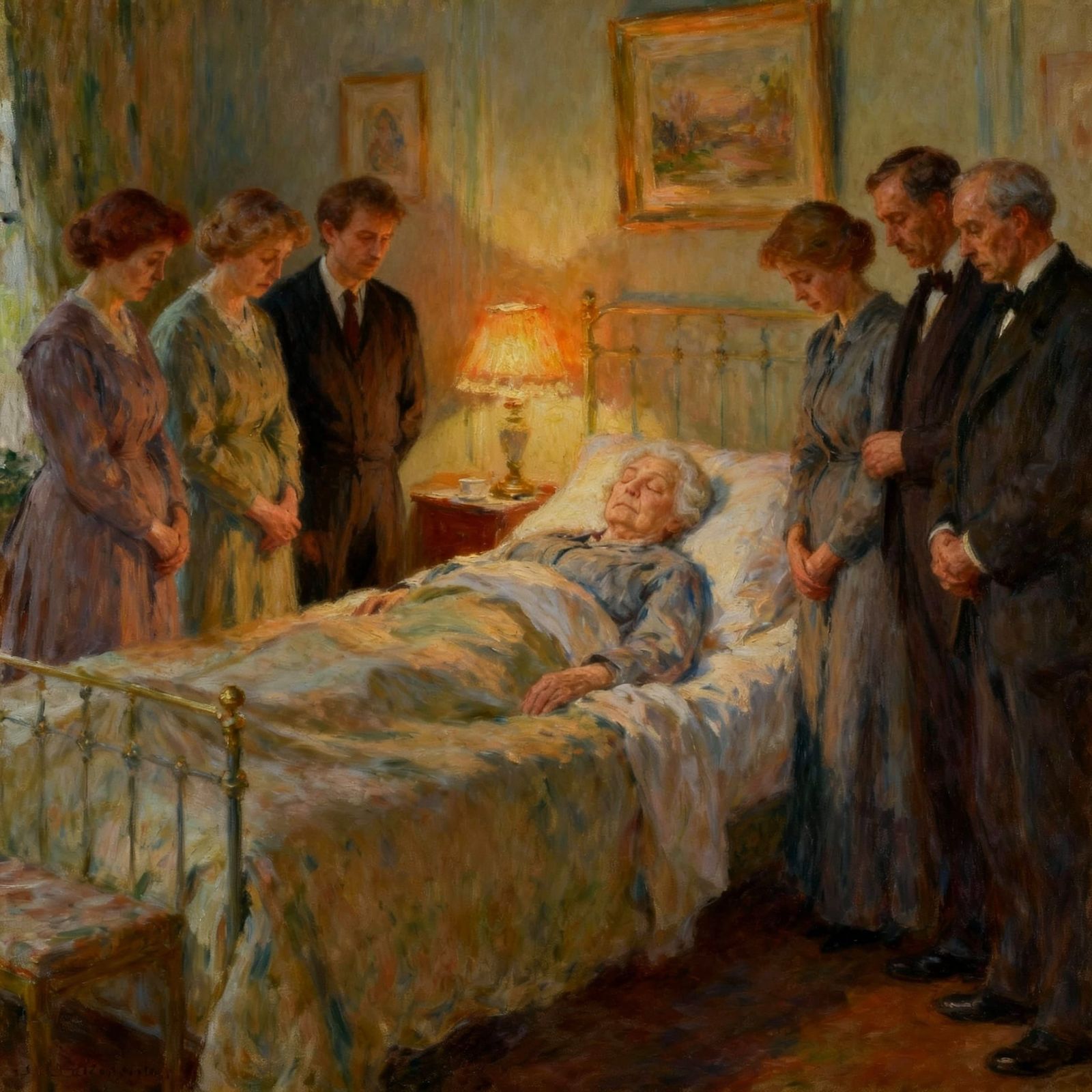 Impressionistic Oil Painting of Peaceful Passing