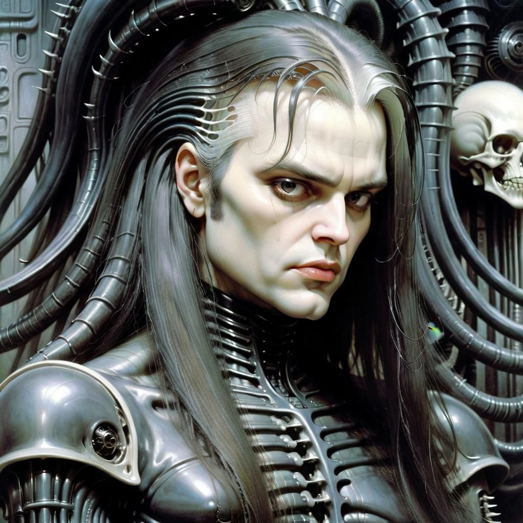 Person with Long Hair in Dark Fantasy Style