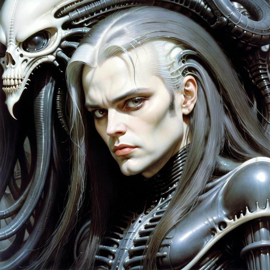 Biomechanical Portrait in Dark Fantasy Style