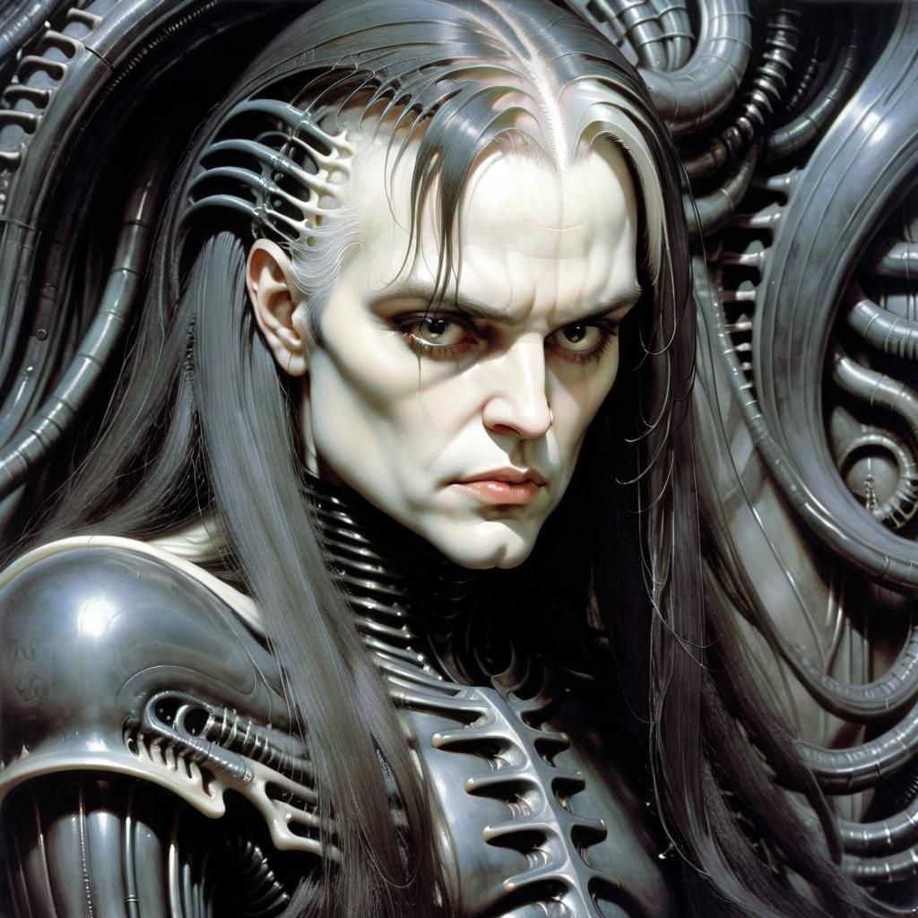 Person with Long Hair in Dark Fantasy Style