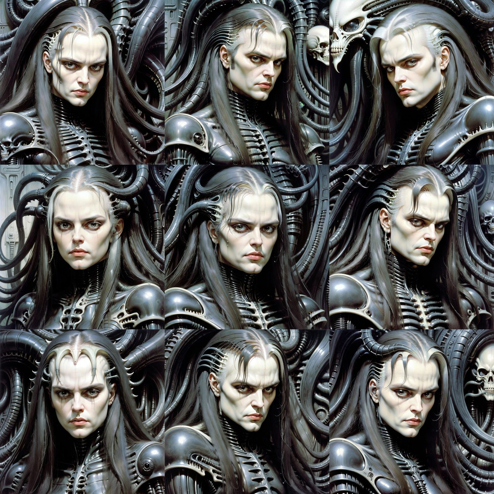 Person with Long Hair in Biomechanical Style