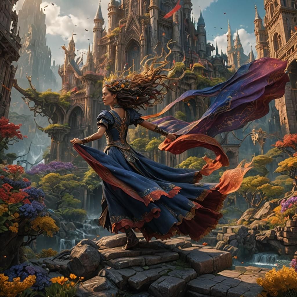 Fantastical Woman in Detailed Matte Painting
