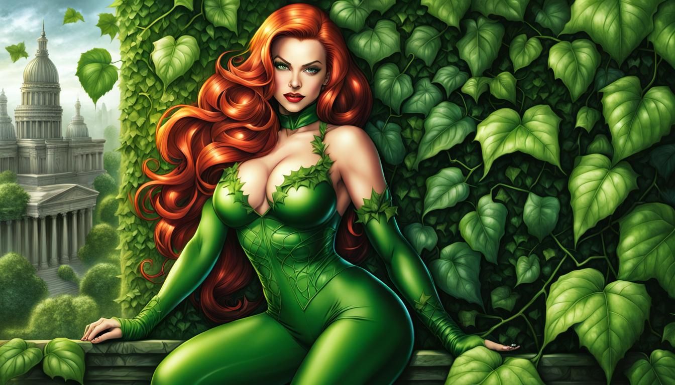 Hyperrealistic Poison Ivy in Green Unitard