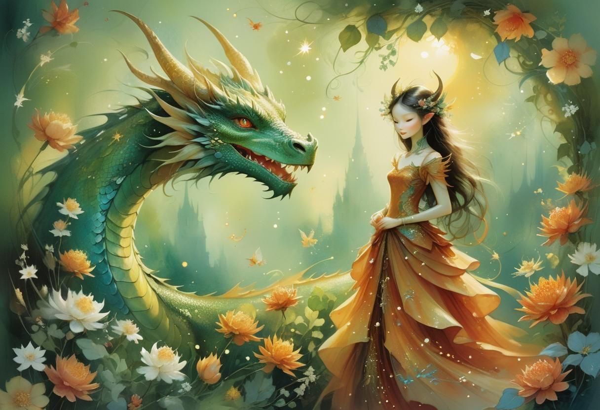 Dragon in Luscious Storybook Illustration