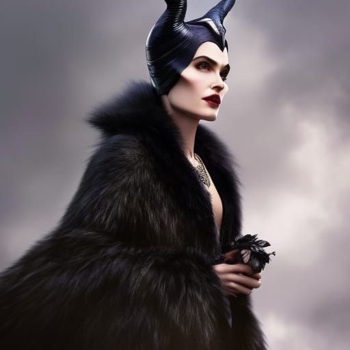 Majestic Dark Fairy Portrait in Art Nouveau Style