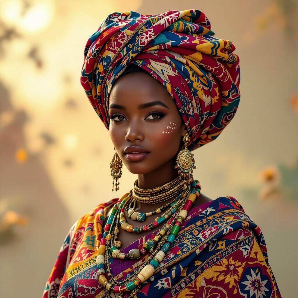 Ethiopian Cultural Portrait with Food and Dynamic Lighting