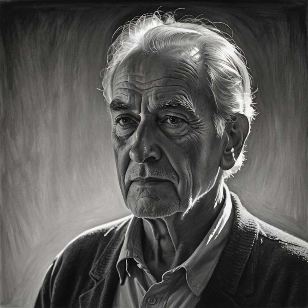 Monochromatic Portrait of an Older Man: Light and Shadow