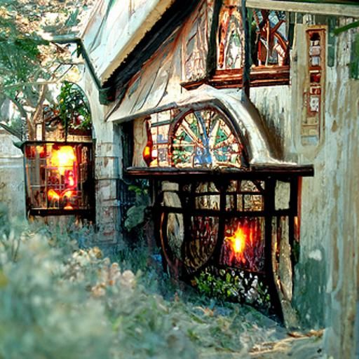 Ethereal Medieval Tavern at Night in Kinkade Style