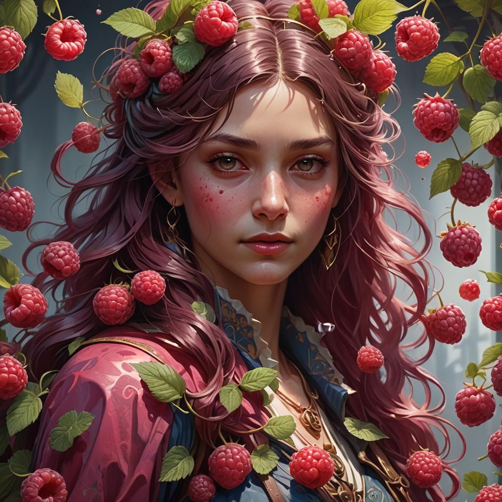 Hyperdetailed Raspberry Portrait in Volumetric Lighting