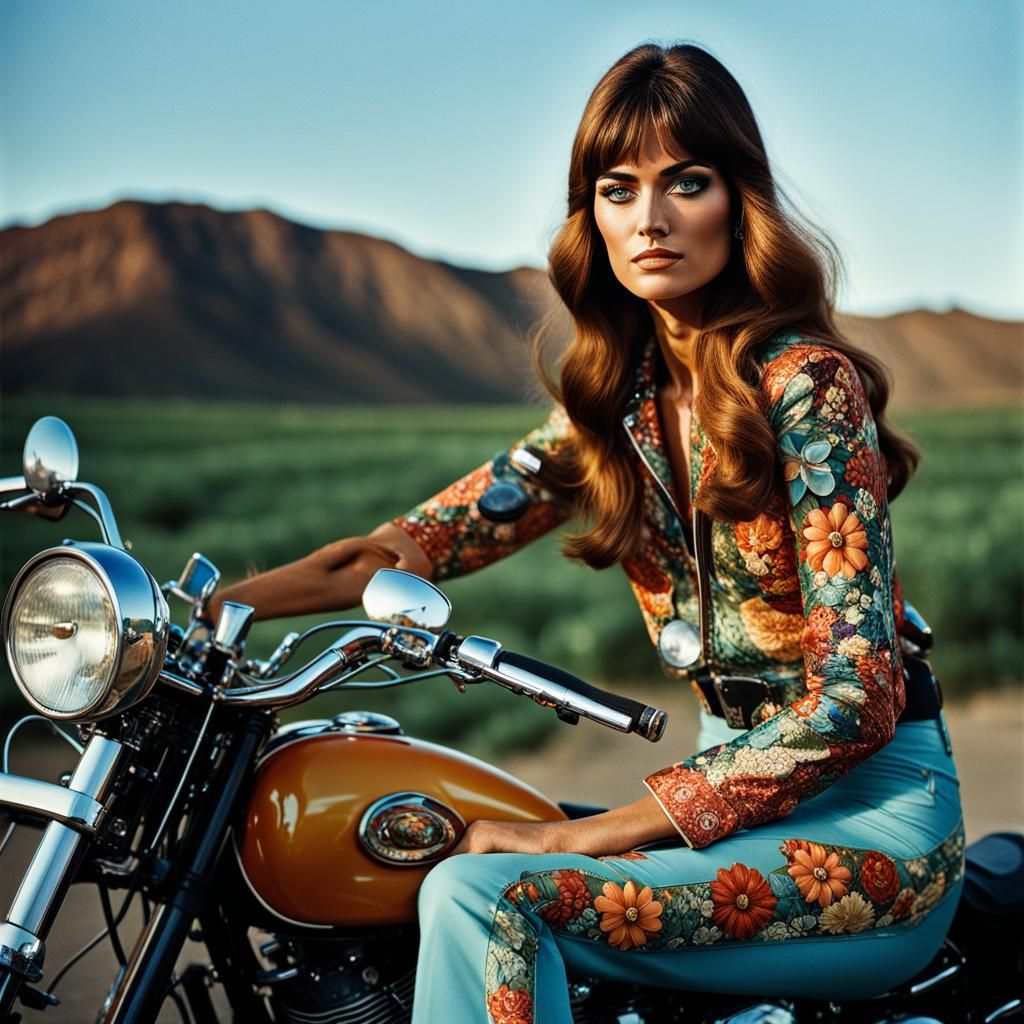 1960s Woman on Motorcycle Portrait