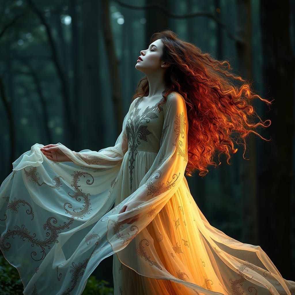 Ethereal Goddess of Whispers in Art Nouveau Style