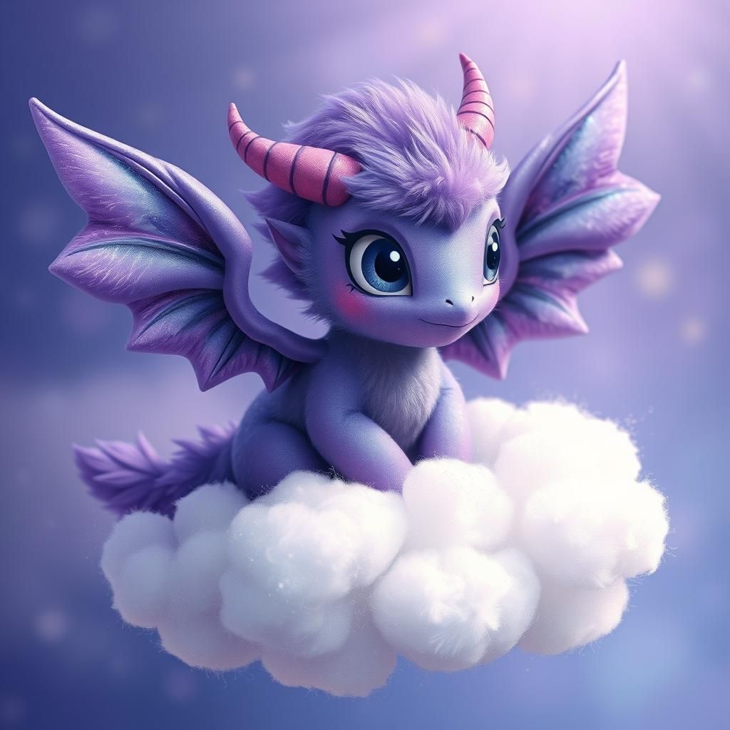 Majestic Purple Creature on Sparkling Cloud