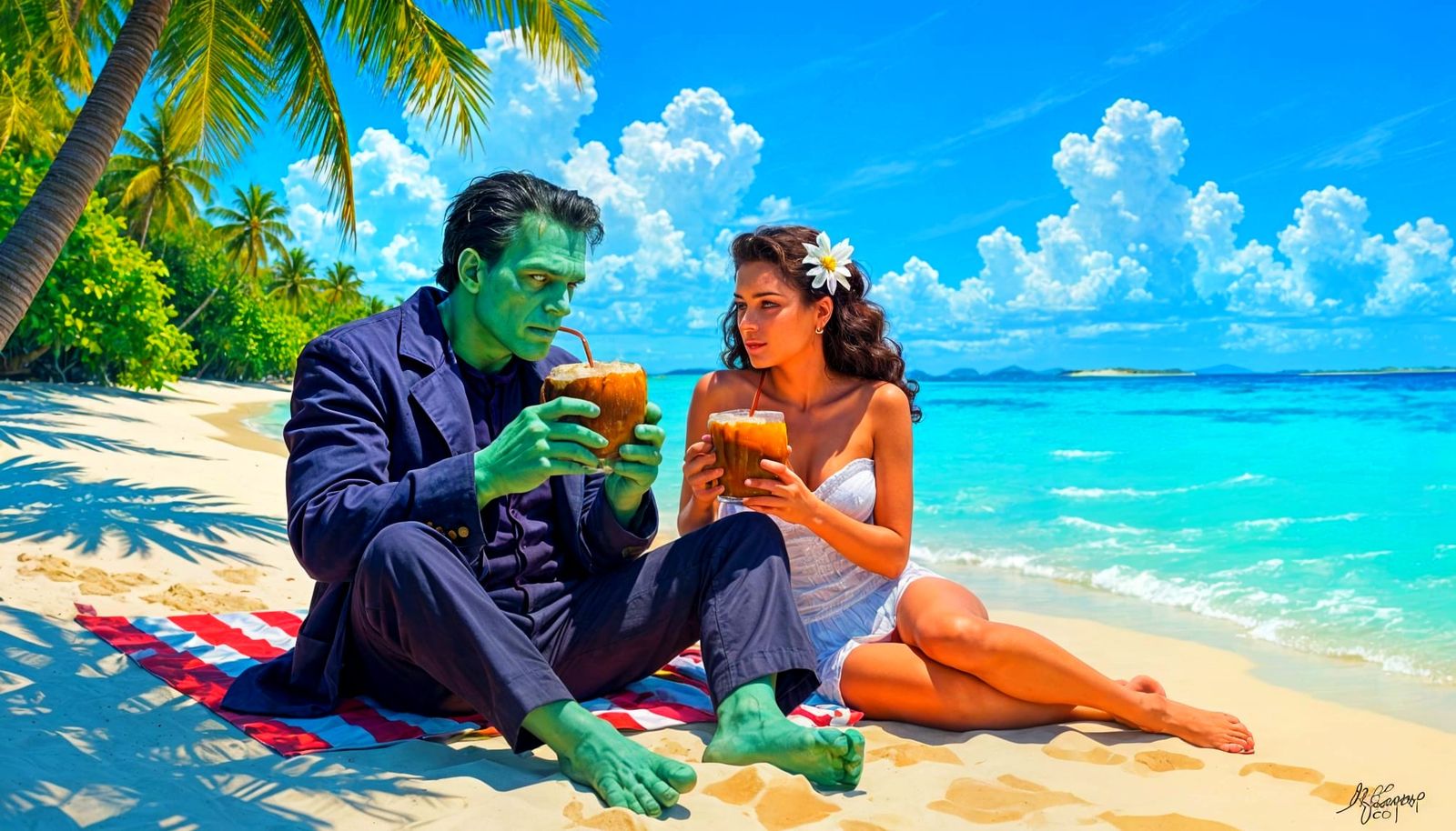 Frankenstein and Bride Vacationing in Bora Bora