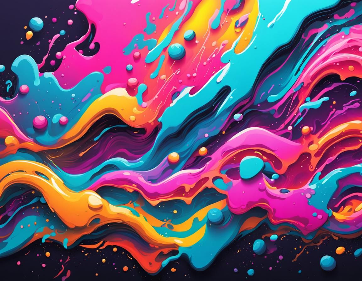 Neon Waves on Neutral Background in Graffiti Art Style