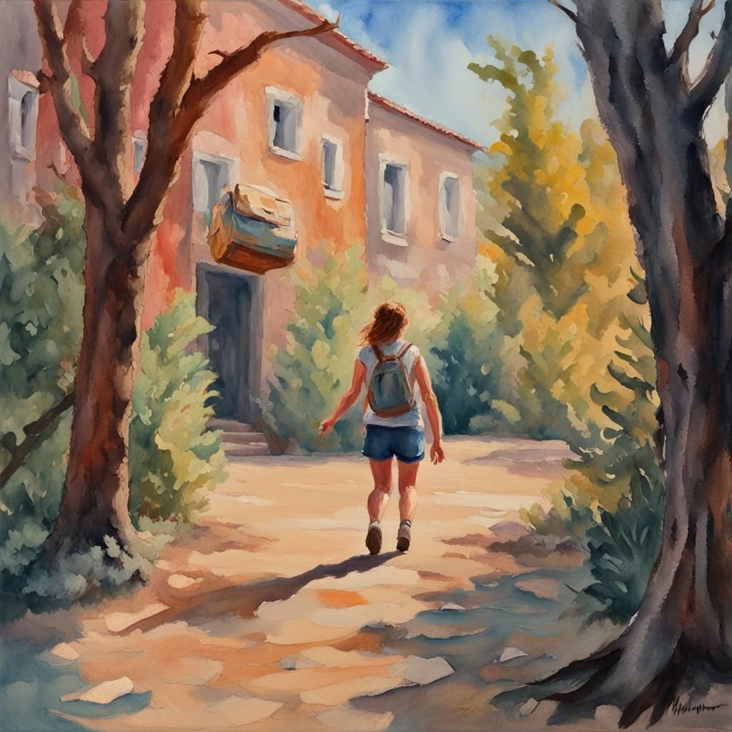 Impressionist Gouache Painting with Thick Brush Strokes