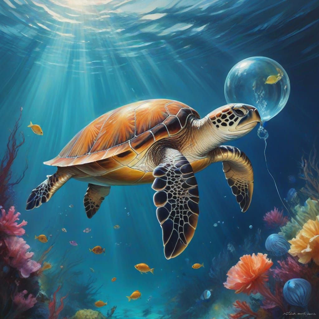 Baby Turtle Soars Through Vibrant Underwater Paradise